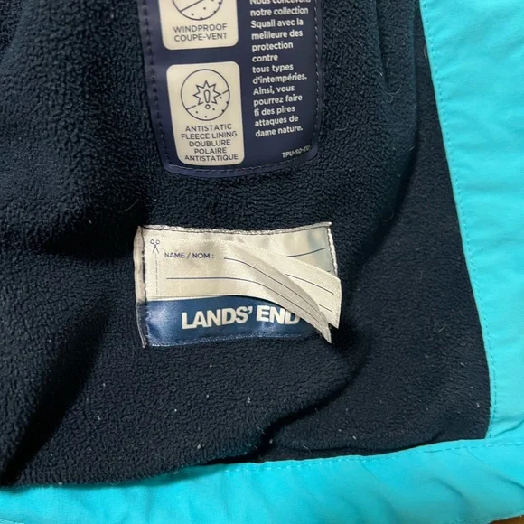Lands' End Kids' Medium Size 8 Two-Tone Blue Waterproof Raincoat Winter - Picture 7 of 14